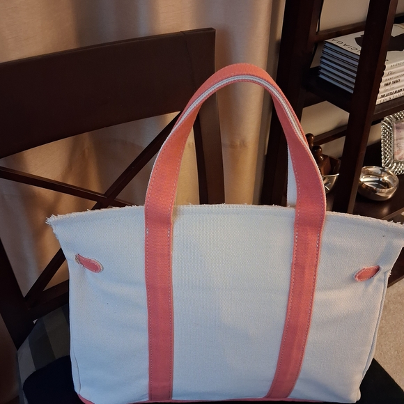 Pink Trim "Boatkin" Canvas Tote & Functioning Mini Bag Charm - Picture 3 of 9